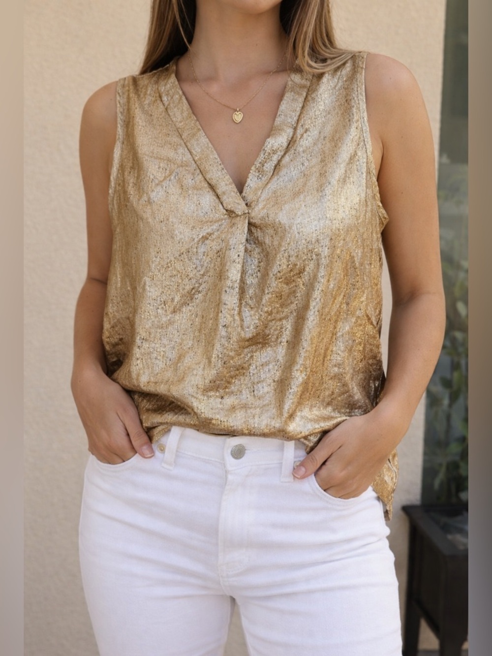 NWOT Gold Lamé Sleeveless Women's Top